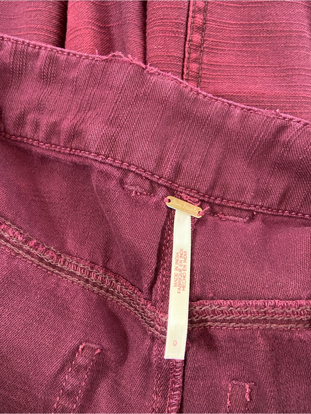 Free People Stay Awhile Mulberry Burgundy Carpenter Utility Pants Distressed 0 - Picture 15 of 16